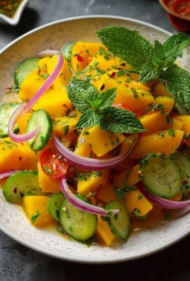 Refreshing mango salad with lime dressing served in a bowl