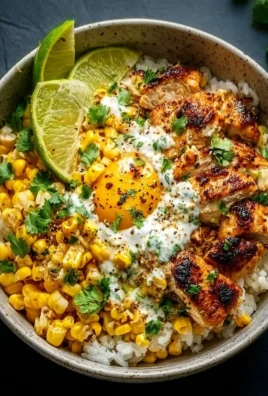 Delicious Street Corn Chicken Rice Bowl with toppings and cilantro