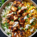 Delicious Street Corn Chicken Rice Bowl with tender chicken and vibrant corn