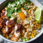 Delicious Street Corn Chicken Rice Bowls with vibrant toppings and grilled chicken