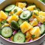Delicious Sweet Pineapple Cucumber Salad in a bowl