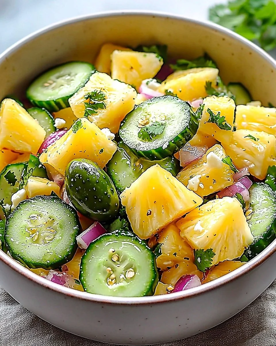 Sweet Pineapple Cucumber Salad - jesslovescooking