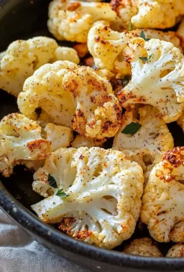 Delicious oven-roasted cauliflower garnished with herbs and spices