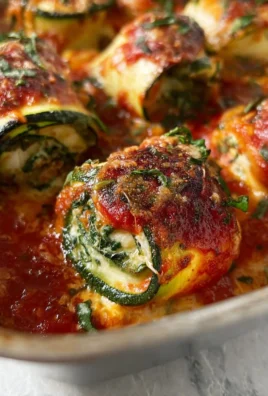 Delicious Zucchini Rollatini served with marinara sauce and cheese