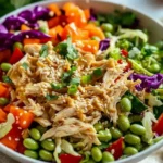 Asian Chicken Crunch Salad with fresh vegetables and delicious dressing