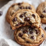 Delicious Banana Chocolate Chip Cookies on a baking tray.