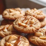 Delicious caramel apple cookies with fresh apples and drizzled caramel