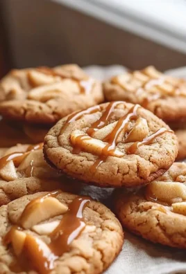 Delicious caramel apple cookies with fresh apples and drizzled caramel