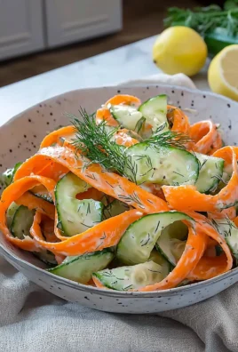 Fresh Carrot Cucumber Ribbon Salad served in a bowl