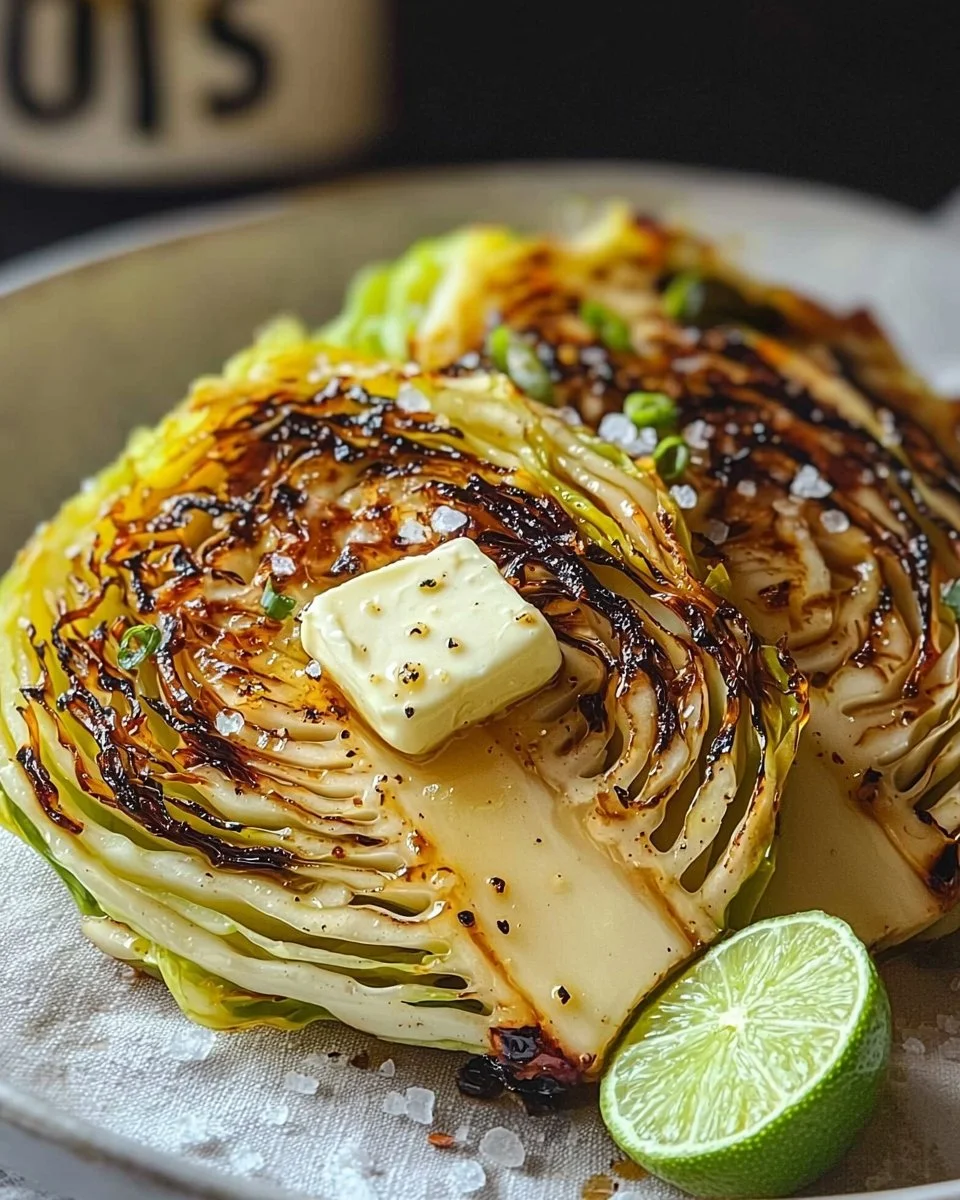 Charred Hispi Cabbage with Miso Butter and Smoked Salt