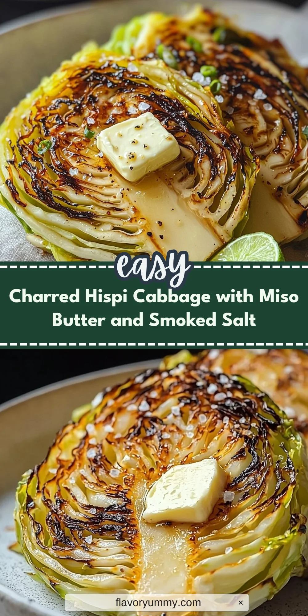Charred Hispi Cabbage with Miso Butter and Smoked Salt