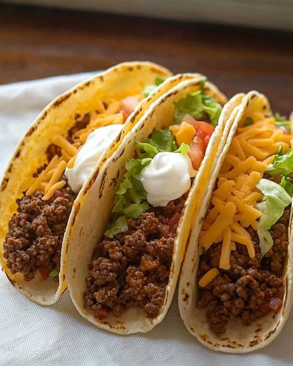 Cheesy and Crispy Ground Beef Tacos