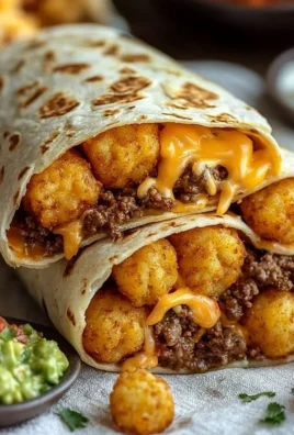 Cheesy potato burritos with melted cheese and seasoned potatoes