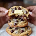 Baking chewy chocolate chip cookies with melted chocolate chunks