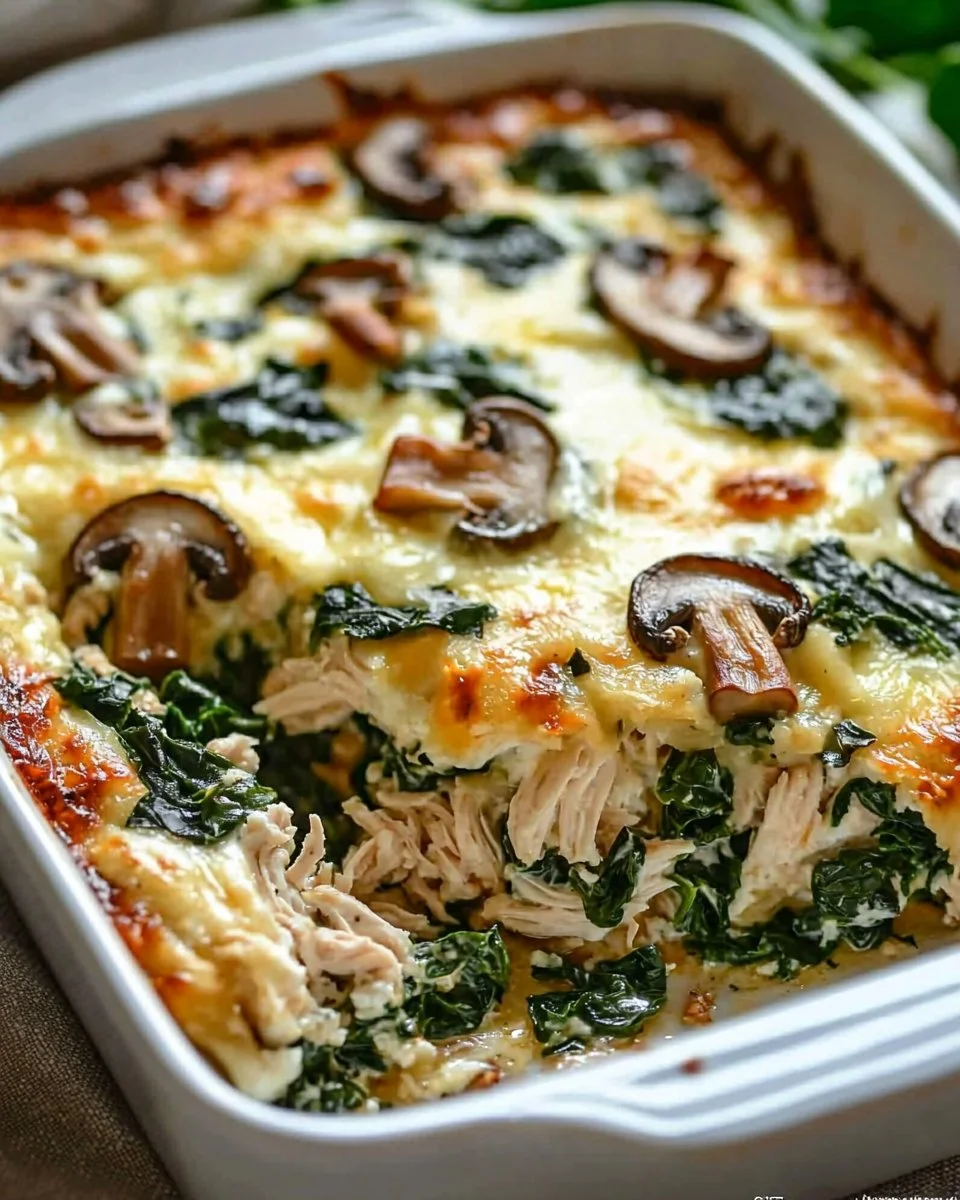 Chicken, Spinach, and Mushroom Low-Carb Oven Dish