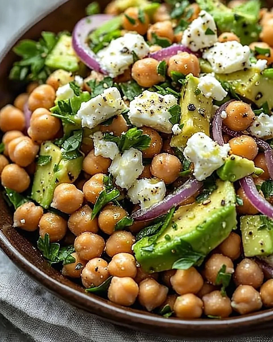 Chickpea Feta Avocado Salad