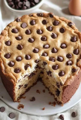 Delicious Chocolate Chip Cookie Cake with melted chocolate chips