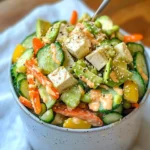 Creamy Asian cucumber salad with fresh vegetables and a savory dressing