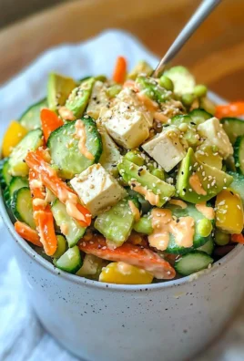 Creamy Asian cucumber salad with fresh vegetables and a savory dressing