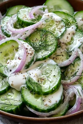 Delicious creamy cucumber salad served in a bowl with fresh herbs