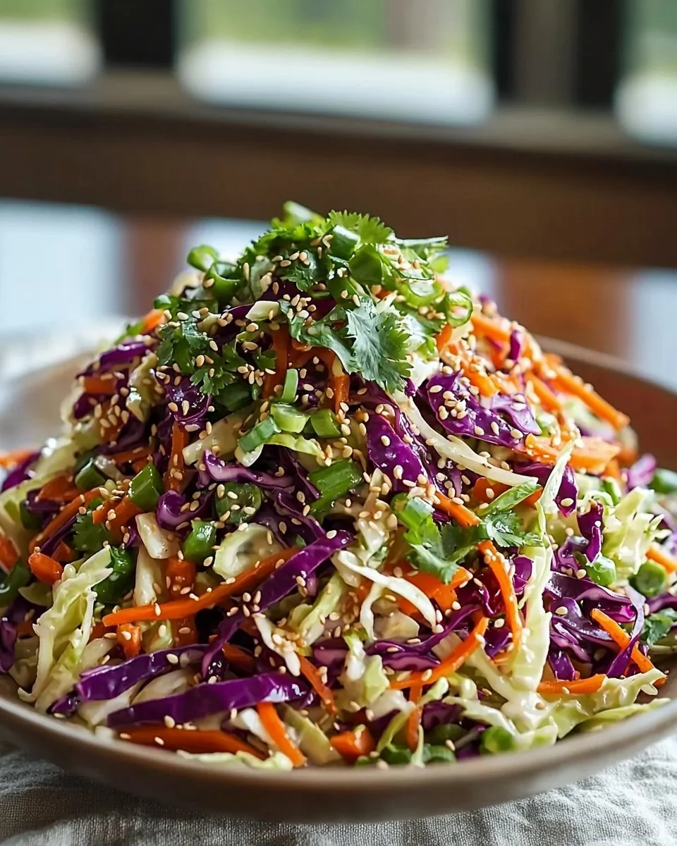 Crunchy Asian Cabbage Slaw with Addictive Sesame Dressing