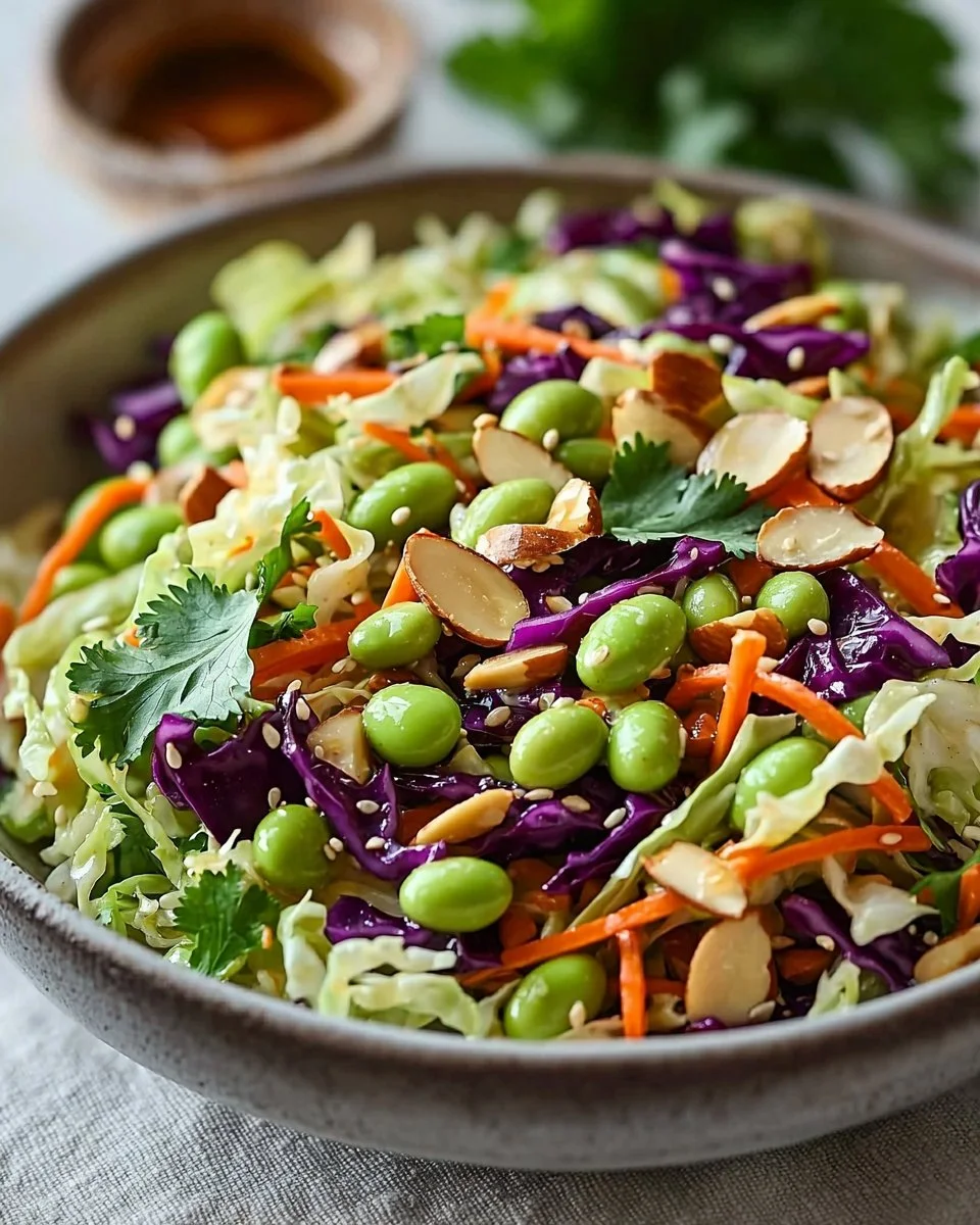 Crunchy Cabbage and Edamame Salad with Sesame Ginger Dressing