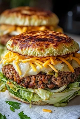 Oven-baked cabbage burgers served on a plate with fresh ingredients