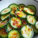 Bowl of easy Asian cucumber salad with vibrant vegetables and dressing