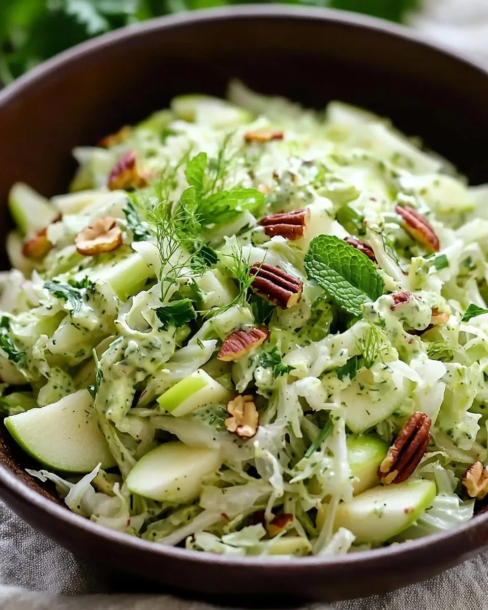 Fennel, Apple and Cabbage Slaw with Green Mayonnaise Bliss