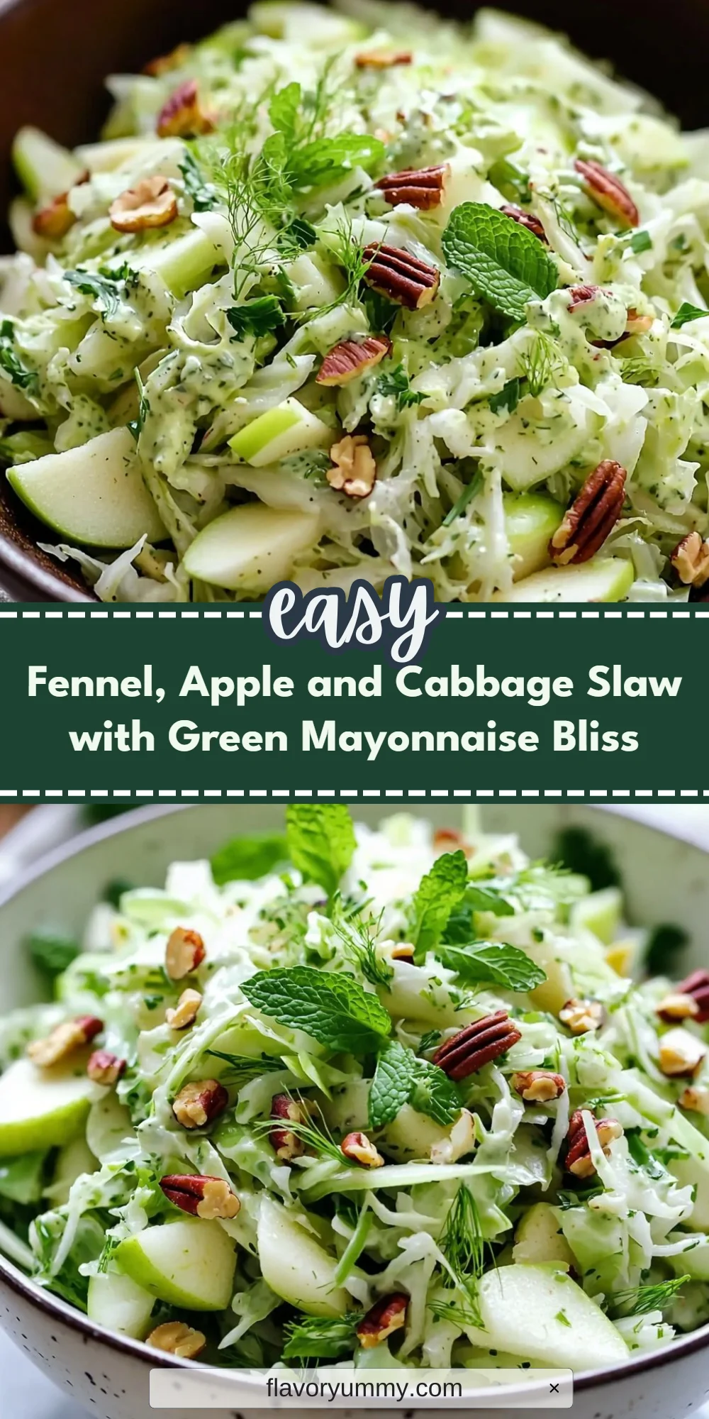 Fennel, Apple and Cabbage Slaw with Green Mayonnaise Bliss