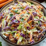 Flavor-packed coleslaw served in a bowl with fresh vegetables