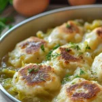Delicious German cabbage dumplings served with gravy on a plate