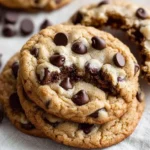 Giant chocolate chip cookies fresh from the oven, soft and delicious