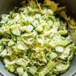 Green Goddess Cabbage Salad with fresh vegetables and dressing