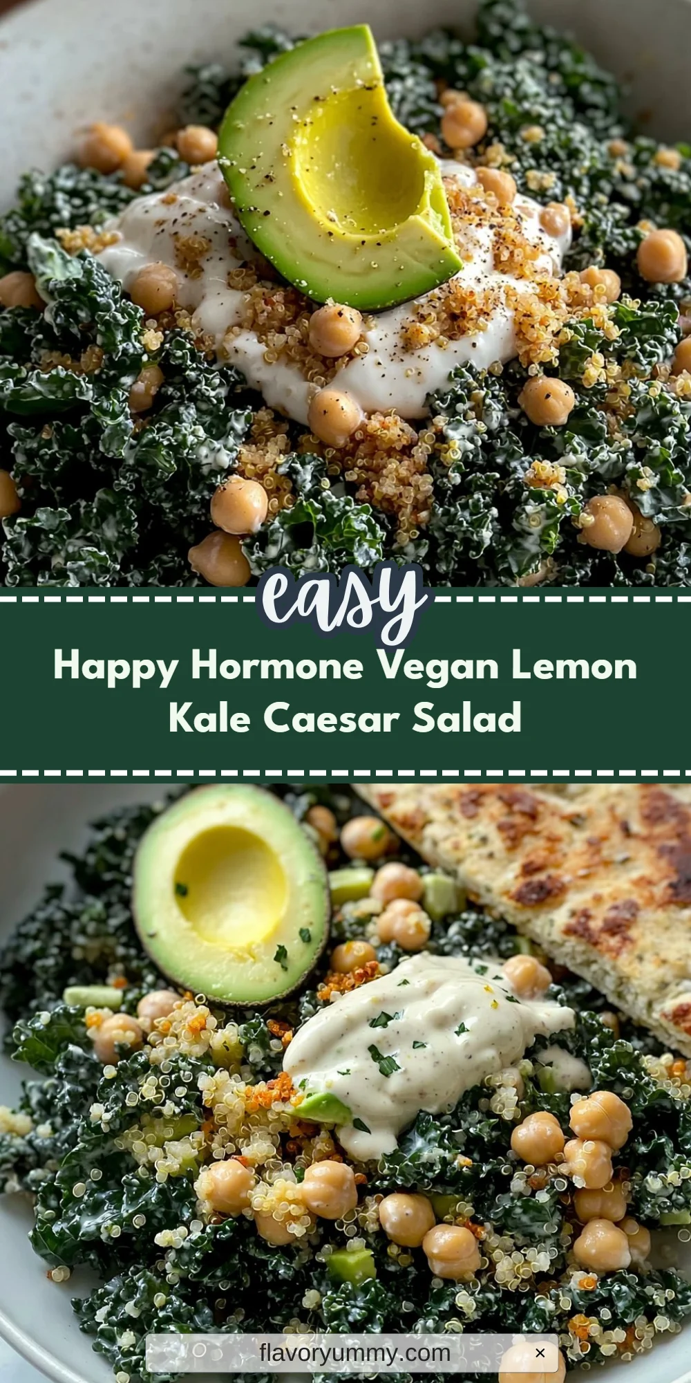 Happy Hormone Vegan Lemon Kale Caesar Salad