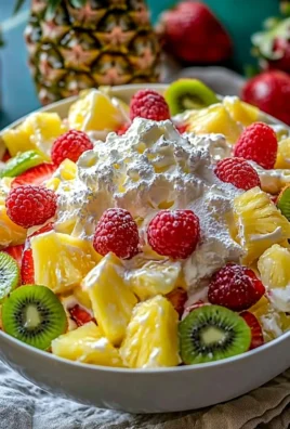 Delicious Hawaiian Cheesecake Salad topped with fresh fruits and creamy texture