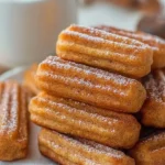 Plate of healthy baked churro bites dusted with cinnamon sugar
