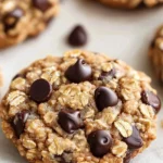 Healthy oatmeal chocolate chip cookies fresh from the oven