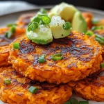 Crispy and healthy sweet potato hash browns served on a plate