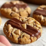 A plate of freshly baked Kinder Nutella cookies with a rich chocolate spread