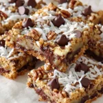 Delicious homemade Magic Cookie Bars layered with chocolate and coconut.