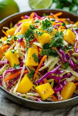 Colorful Mango Slaw with ingredients like mango, cabbage, and lime for a fresh salad