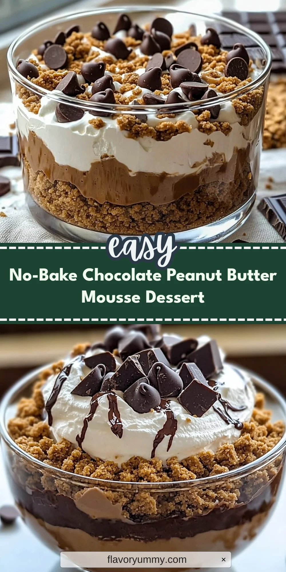No-Bake Chocolate Peanut Butter Mousse Dessert