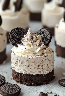 Delicious No-Bake Oreo Cheesecakes topped with crushed Oreos