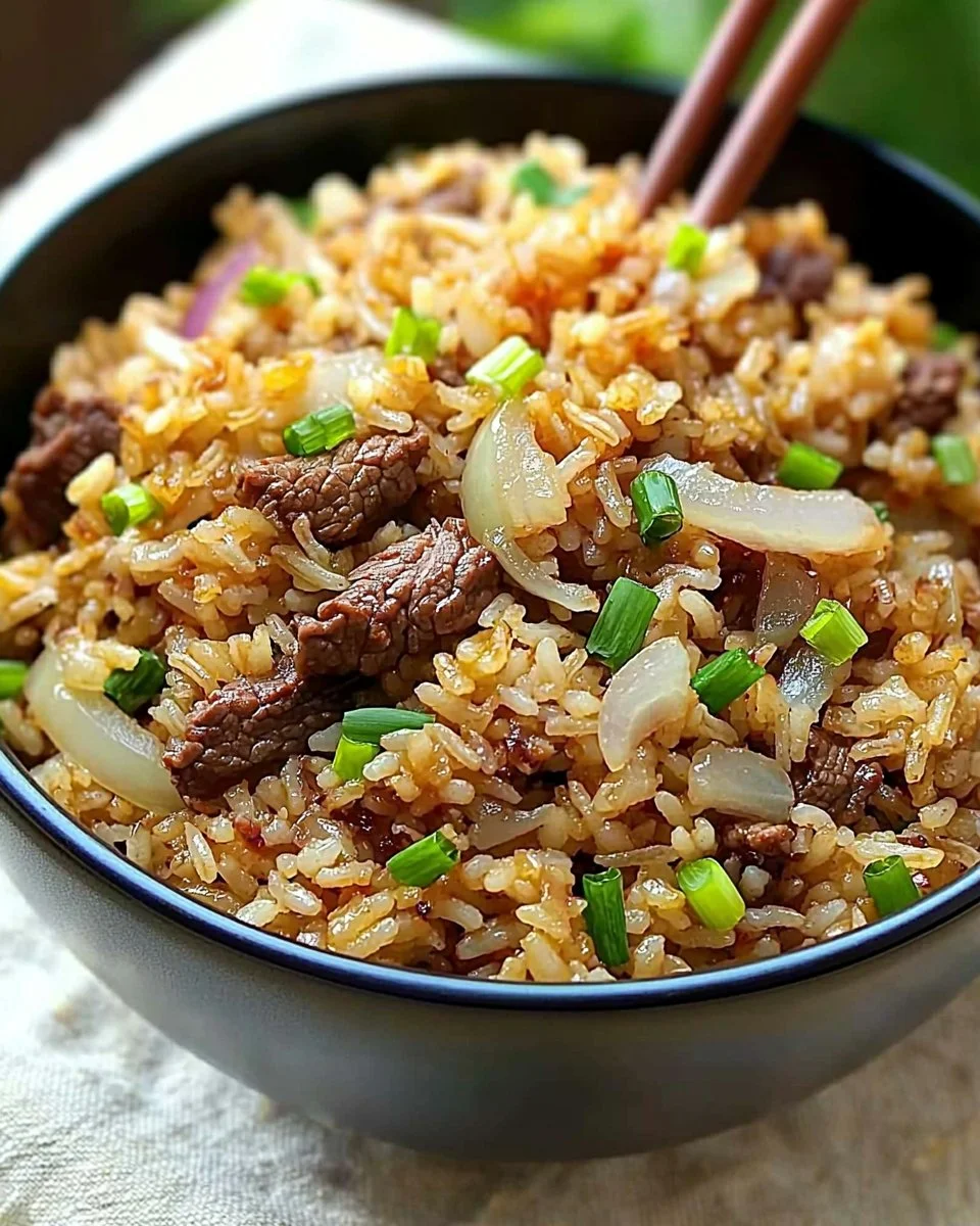 Onion Beef Fried Rice