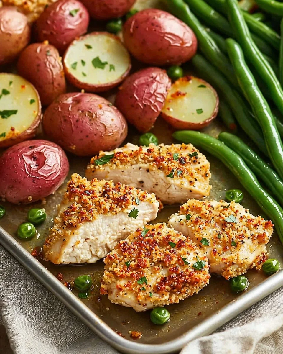 Parmesan Crusted Chicken Sheet Pan Dinner
