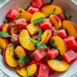 Fresh Peach Watermelon Salad with vibrant fruits and zesty dressing