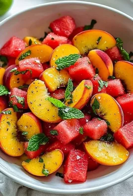 Fresh Peach Watermelon Salad with vibrant fruits and zesty dressing