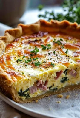 Delicious homemade quiche served on a plate with fresh ingredients