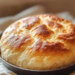 Freshly baked quick skillet bread in a cast iron skillet